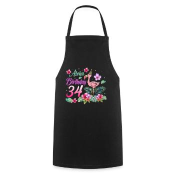 Aloha Birthday 34 Flamingo Bird 34th Birthday - Cooking Apron - black - Front - AI Model Male 185 dark (185cm)