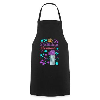 Birthday Mermaid 1 Shell Summer Vibe 1 - Cooking Apron - black - Front - AI Model Male 185 dark (185cm)
