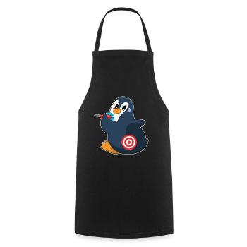 Pinguin Dart Dartpfeil Dartscheibe - Kochschürze - Schwarz - Vorne - AI Model Male 185 dark (185cm)
