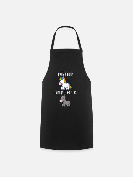 Living In Berlin Pride Germany Unicorn Love Ha - Cooking Apron - black