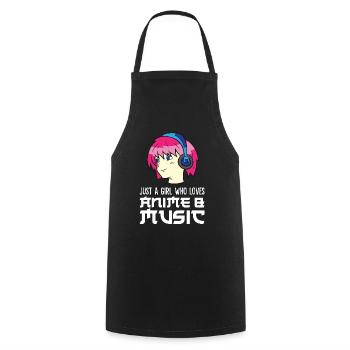 Nur ein Mädchen, das Anime und Musik liebt - Kochschürze - Schwarz - Vorne - AI Model Male 185 dark (185cm)