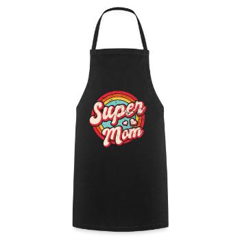 Retro Vintage Super Mom, 60s 70s 80s 90 Party - Tablier de cuisine - noir - Devant - AI Model Male 185 dark (185cm)