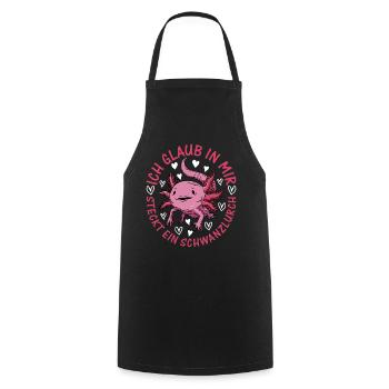 Axolotl - I think I'm a tailed salamander - Cooking Apron - black - Front - AI Model Male 185 dark (185cm)