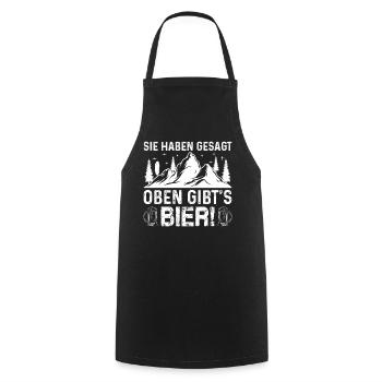 Mountain hiking I You said there's beer upstairs - Cooking Apron - black - Front - AI Model Male 185 dark (185cm)