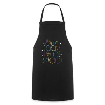 Happy 100th Day of School Students Teacher School - Cooking Apron - black - Front - AI Model Male 185 dark (185cm)