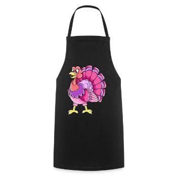 Female Turkey Thanksgiving - Cooking Apron - black - Front - AI Model Male 185 dark (185cm)