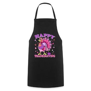 Female Turkey Happy Thanksgiving - Cooking Apron - black - Front - AI Model Male 185 dark (185cm)