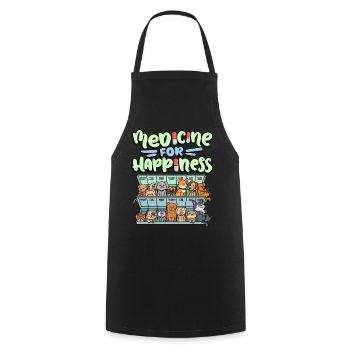 Ma pilule Happy Medicine Every Day - Tablier de cuisine - noir - Devant - AI Model Male 185 dark (185cm)