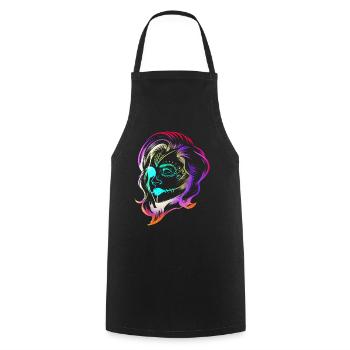 Colorful Stylized Female Calaveras Makeup Day Of - Kochschürze - Schwarz - Vorne - AI Model Male 185 dark (185cm)