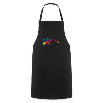 RAINdrops or Rainbow | Rainbow - Cooking Apron - black - Front - AI Model Male 185 dark (185cm)