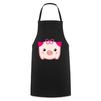 Kawaii Cute Pig - Cooking Apron - black - Front - AI Model Male 185 dark (185cm)