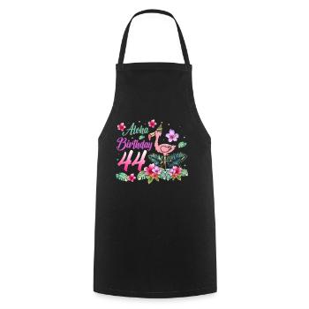 Aloha Birthday 44 Flamingo Bird 44th Birthday - Cooking Apron - black - Front - AI Model Male 185 dark (185cm)