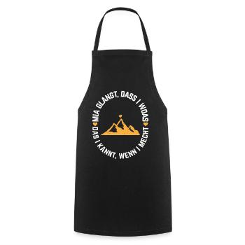 Bayerischer Dialekt Spruch Bavarian Berg Alpenherz - Kochschürze - Schwarz - Vorne - AI Model Male 185 dark (185cm)