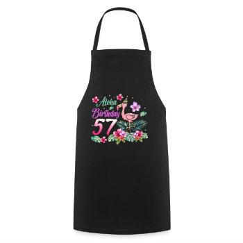 Aloha Birthday 57 Flamingo Bird 57th Birthday - Cooking Apron - black - Front - AI Model Male 185 dark (185cm)