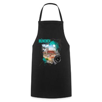 Munich Germany City Skyline Vintage Retro - Cooking Apron - black - Front - AI Model Male 185 dark (185cm)