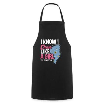 Girl Storm Chaser Tornado Hunter - Cooking Apron - black - Front - AI Model Male 185 dark (185cm)