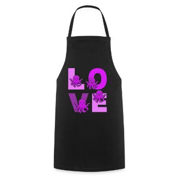 Kraken Octopus Cephalopod Octopuses - LOVE Octopus - Cooking Apron - black - Front - AI Model Male 185 dark (185cm)