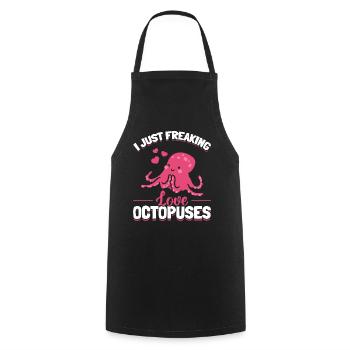 Kraken Octopus Cephalopod - I Just Freaking Love O - Cooking Apron - black - Front - AI Model Male 185 dark (185cm)