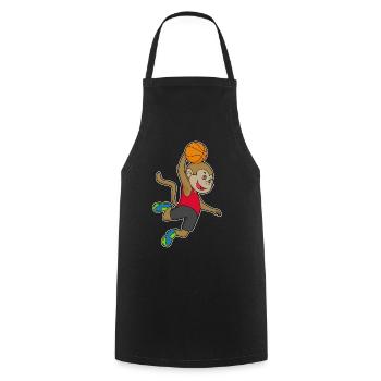 Affe Basketballspieler Basketball - Kochschürze - Schwarz - Vorne - AI Model Male 185 dark (185cm)