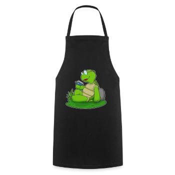 Turtle Nerd Book Glasses - Cooking Apron - black - Front - AI Model Male 185 dark (185cm)