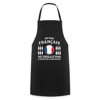 France, je suis français, fierté Française - Tablier de cuisine - noir - Devant - AI Model Male 185 dark (185cm)