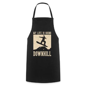 Ma vie est en descente Snowboard - Tablier de cuisine - noir - Devant - AI Model Male 185 dark (185cm)