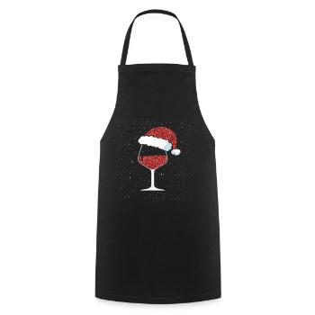Wine Lovers Noël Chapeau de Noël Tenue Noël - Tablier de cuisine - noir - Devant - AI Model Male 185 dark (185cm)
