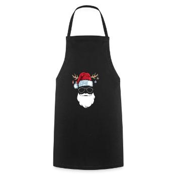 Père Noël Bonnet Lunettes de soleil Bart Santa - Tablier de cuisine - noir - Devant - AI Model Male 185 dark (185cm)