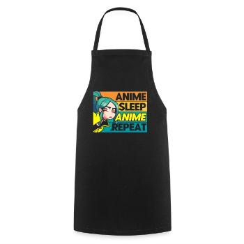 Anime Sleep Anime Repeat - Cooking Apron - black - Front - AI Model Male 185 dark (185cm)