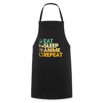 Eat Sleep Anime Repeat - Cooking Apron - black - Front - AI Model Male 185 dark (185cm)