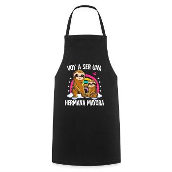 Je vais être une grande sœur paresseuse - Tablier de cuisine - noir - Devant - AI Model Male 185 dark (185cm)