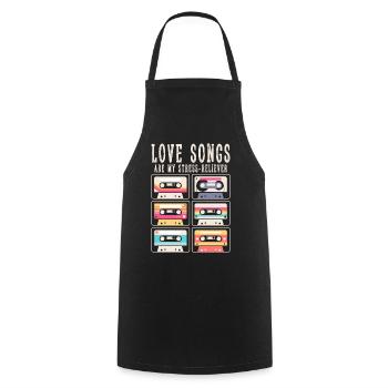 Les chansons d’amour sont mon anti-stress - Tablier de cuisine - noir - Devant - AI Model Male 185 dark (185cm)