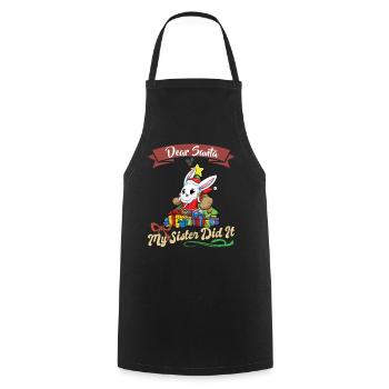 Cher Père Noël Ma sœur l’a fait frères et sœurs Noël - Tablier de cuisine - noir - Devant - AI Model Male 185 dark (185cm)