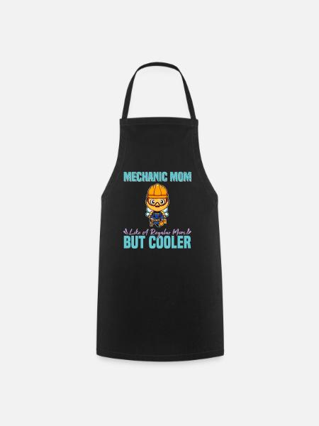 Mechanic Mom Like A Regualr Mom But Cooler - Cooking Apron - black