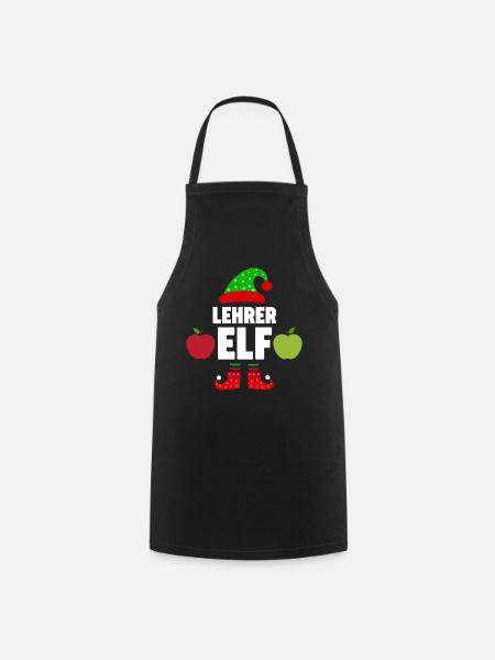 Weinachten Weihnachtself Lehrer Elf Elfen - Kochschürze - Schwarz