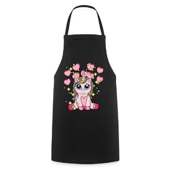 Hearty Unicorn Mythical Animal Children Stardust - Cooking Apron - black - Front - AI Model Male 185 dark (185cm)