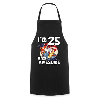 I'm 25 and awesome Japanese carp koi - Cooking Apron - black - Front - AI Model Male 185 dark (185cm)