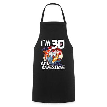 I'm 30 and awesome Japanese carp koi - Cooking Apron - black - Front - AI Model Male 185 dark (185cm)