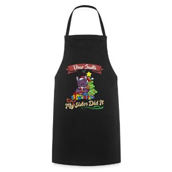 Cher Père Noël Ma sœur l’a fait frères et sœurs Noël - Tablier de cuisine - noir - Devant - AI Model Male 185 dark (185cm)
