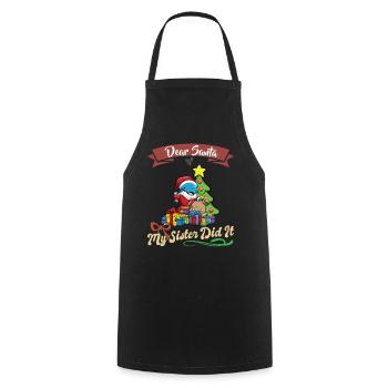 Cher Père Noël Ma sœur l’a fait frères et sœurs Noël - Tablier de cuisine - noir - Devant - AI Model Male 185 dark (185cm)