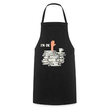 Read books - Cooking Apron - black - Front - AI Model Male 185 dark (185cm)