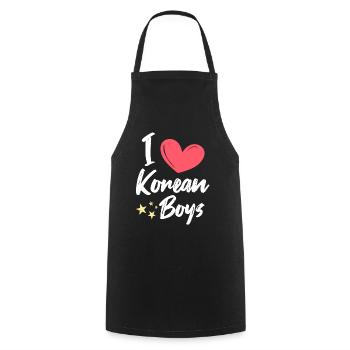 I love Korean boys - Cooking Apron - black - Front - AI Model Male 185 dark (185cm)