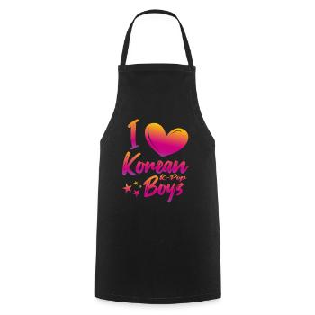 I love Korean boys - Cooking Apron - black - Front - AI Model Male 185 dark (185cm)