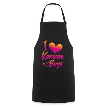 I love Korean boys - Cooking Apron - black - Front - AI Model Male 185 dark (185cm)