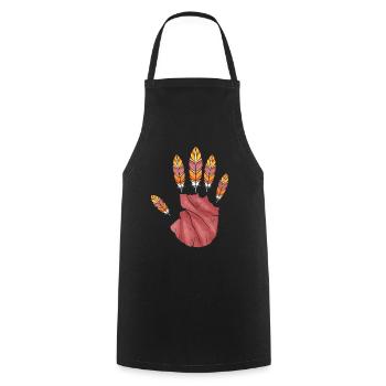 High Five Hand With Turkey Feather Fingers - Kochschürze - Schwarz - Vorne - AI Model Male 185 dark (185cm)