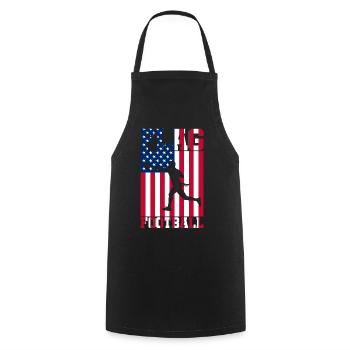 Flag Football USA Spieler amerikanische Flagge - Kochschürze - Schwarz - Vorne - AI Model Male 185 dark (185cm)