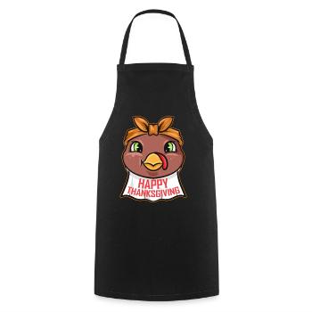 Dinde avec bave de serviette Bib Joyeux Thanksgiving - Tablier de cuisine - noir - Devant - AI Model Male 185 dark (185cm)