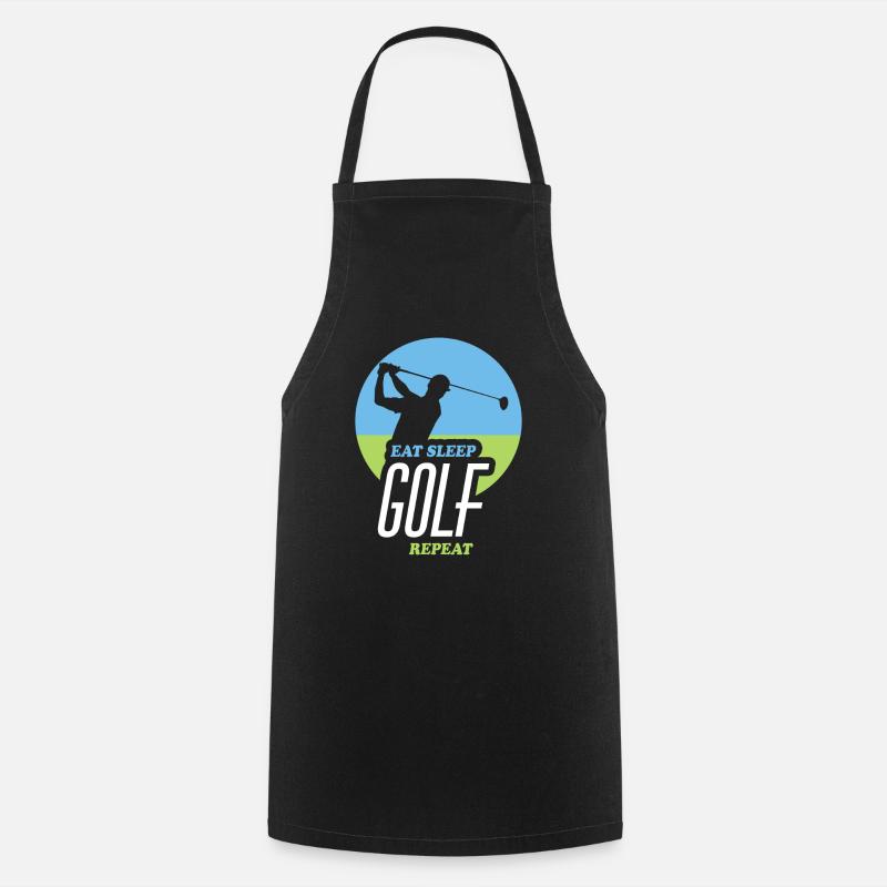 Eating, Sleeping, Golfing, Repeating - Cooking Apron - black