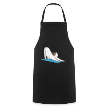 Katze Yoga Fitness Meditation - Kochschürze - Schwarz - Vorne - AI Model Male 185 dark (185cm)