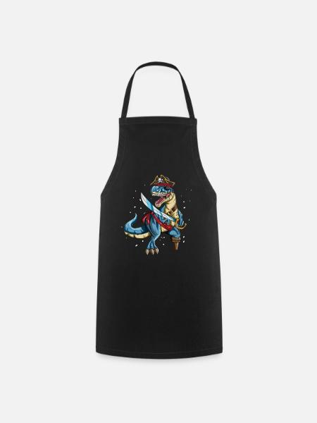 Pirate Dino T-Rex Pirate Outfit Eye Patch Sabre - Tablier de cuisine - noir